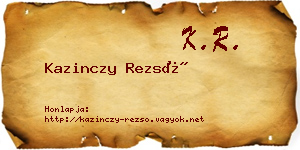 Kazinczy Rezső névjegykártya